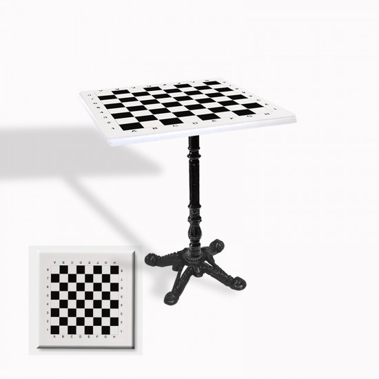 Çipa 1004 Döküm Ayak Kare Masa 80X80 cm - (Werzalit, Wermodin ve Allzalit Tabla) - Beyaz Satranç