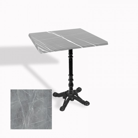 Çipa 1004 Döküm Ayak Kare Masa 80X80 cm - (Werzalit, Wermodin ve Allzalit Tabla) - Light Temperado