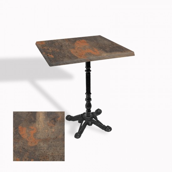Çipa 1004 Döküm Ayak Kare Masa 60X60 cm - (Werzalit, Wermodin ve Allzalit Tabla) - Metalic Oxid 1