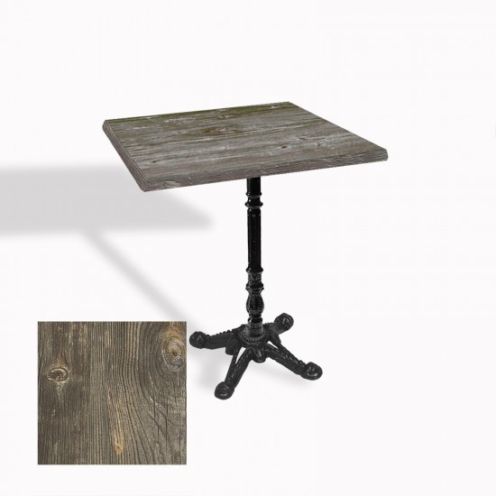Çipa 1004 Döküm Ayak Kare Masa 80X80 cm - (Werzalit, Wermodin ve Allzalit Tabla) - Old Pine