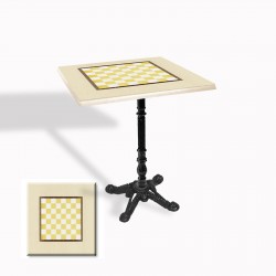 Çipa 1004 Döküm Ayak Kare Masa 80X80 cm - (Werzalit, Wermodin ve Allzalit Tabla) - Krem Satranç