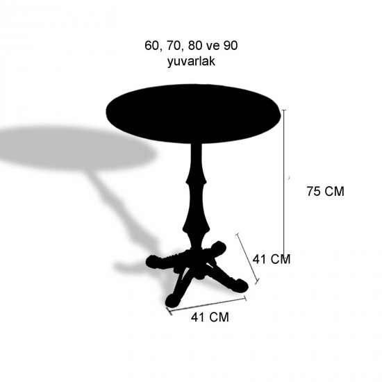 Çipa 1012 Döküm Ayak Yuvarlak Masa Çap 90cm - (Werzalit, Wermodin ve Allzalit Tabla) - Siyah Çipa 1012 Döküm Ayak Yuvarlak Masa Çap 90cm - (Werzalit, Wermodin ve Allzalit Tabla) - Siyah