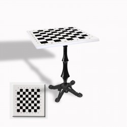 Çipa 1012 Döküm Ayak Kare Masa 80X80 cm - (Werzalit, Wermodin ve Allzalit Tabla) - Beyaz Satranç