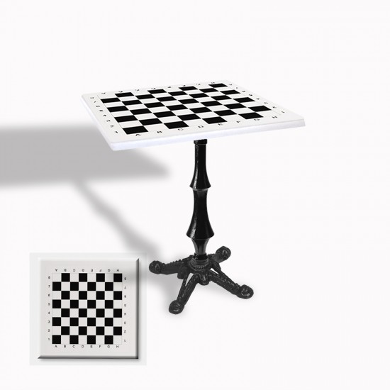 Çipa 1012 Döküm Ayak Kare Masa 70x70 cm - (Werzalit, Wermodin ve Allzalit Tabla) - Beyaz Satranç