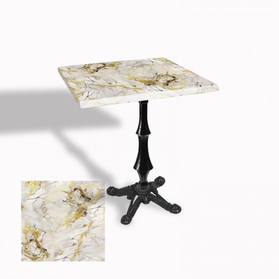 Çipa 1012 Döküm Ayak Kare Masa 60X60 cm - (Werzalit, Wermodin ve Allzalit Tabla) - Gold