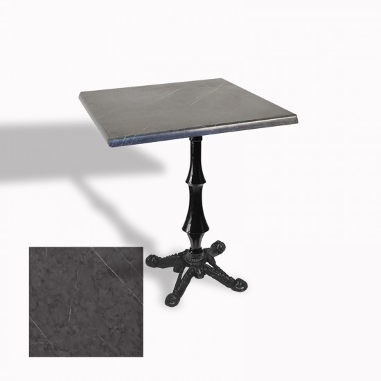 Çipa 1012 Döküm Ayak Kare Masa 60X60 cm - (Werzalit, Wermodin ve Allzalit Tabla) - Grey Marble