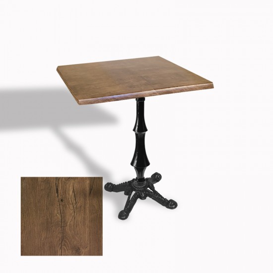 Çipa 1012 Döküm Ayak Kare Masa 60X60 cm - (Werzalit, Wermodin ve Allzalit Tabla) - Rustic Dark
