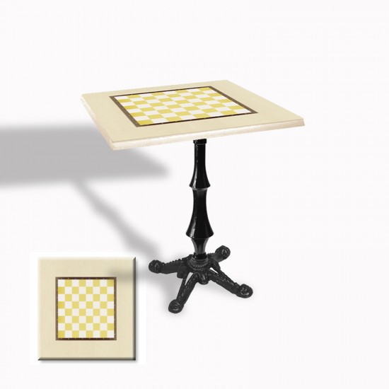 Çipa 1012 Döküm Ayak Kare Masa 80X80 cm - (Werzalit, Wermodin ve Allzalit Tabla) - Krem Satranç