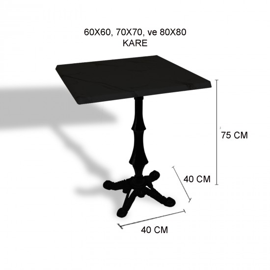 Çipa 1012 Döküm Ayak Kare Masa 60X60 cm - (Werzalit, Wermodin ve Allzalit Tabla) - Coco Bolo