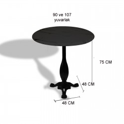 Çipa 2015 Döküm Ayak Yuvarlak Masa Çap 107cm - (Werzalit, Wermodin ve Allzalit Tabla) - Rustic Dark