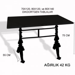 Çipa 3001 Dekoratif Döküm Ayak Masa 70x120 cm - (Werzalit, Wermodin ve Allzalit Tabla) - Afyon Mermer