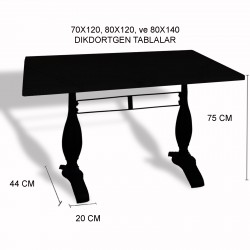 Çipa 3011 Döküm Ayak Masa 70x120 cm - (Werzalit, Wermodin ve Allzalit Tabla) - Afyon Mermer