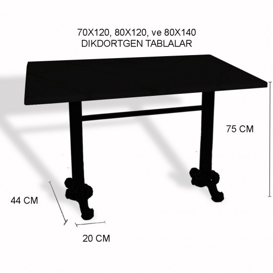 Çipa Döküm Ayak Masa 80x140 cm - (Werzalit, Wermodin ve Allzalit Tabla) - Teramo