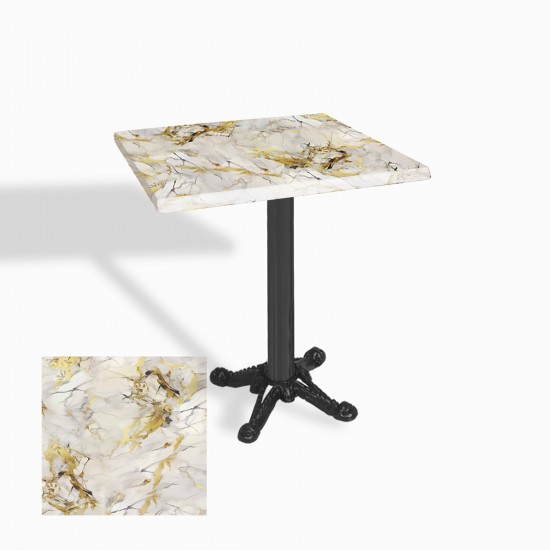Çipa Döküm Ayak Kare Masa 60x60 cm - (Werzalit, Wermodin ve Allzalit Tabla) - Gold