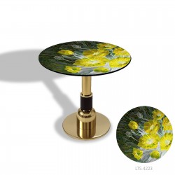 Gold Yuvarlak Masa  Çap 70cm - (CDF Tabla) - Desen Kod:4223