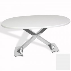 İks Masa Kromnikel Oval (94x146 - Werzalit, Allzalit yada Wermodin Tabla) - Beyaz