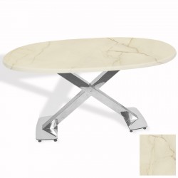 İks Masa Kromnikel Oval (94x146 - Werzalit, Allzalit yada Wermodin Tabla) - Golden Marble