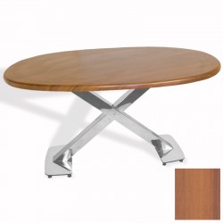 İks Masa Kromnikel Oval (94x146 - Werzalit, Allzalit yada Wermodin Tabla) - Koyu Ahşap