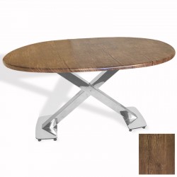 İks Masa Kromnikel Oval (94x146 - Werzalit, Allzalit yada Wermodin Tabla) - Rustic Dark