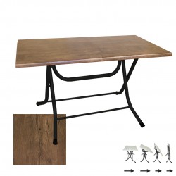 Klasik Katlanır Werzalit Tabla Masa (80x140) - Rustic Dark