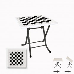 Klasik Katlanır Werzalit Kare Tabla Masa (80X80) - Santranç Beyaz