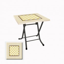 Klasik Katlanır Werzalit Kare Tabla Masa (80X80) - Santranç Krem
