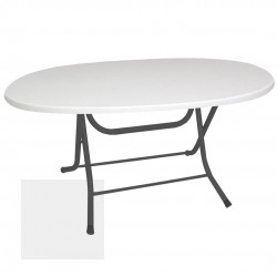 Klasik Katlanır Masa (Werzalit veya Wermodin Tabla Oval 94x146) - Beyaz