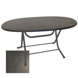 Klasik Katlanır Masa (Werzalit veya Wermodin Tabla Oval 94x146) - Grey Marble