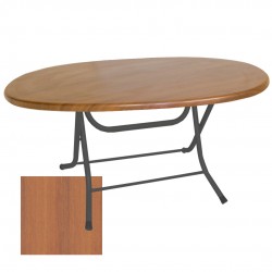 Klasik Katlanır Masa (Werzalit veya Wermodin Tabla Oval 94x146) - Koyu Ahşap