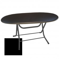 Klasik Katlanır Masa (Werzalit veya Wermodin Tabla Oval 94x146) - Siyah