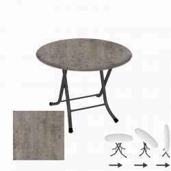 Klasik Katlanır Masa Yuvarlak (90 cm Çap) - (Werzalit, Wermodin ve Allzalit Tabla) - Kahve Oxid