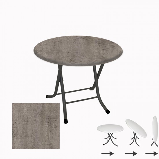 Klasik Katlanır Masa Yuvarlak (70 cm Çap) - (Werzalit, Wermodin ve Allzalit Tabla) - Kahve Oxid