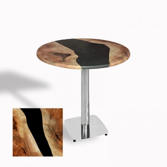 Tokyo Yuvarlak Masa (Kromnikel) Çap 90cm - (Werzalit, Wermodin ve Allzalit Tabla) - Epoxy