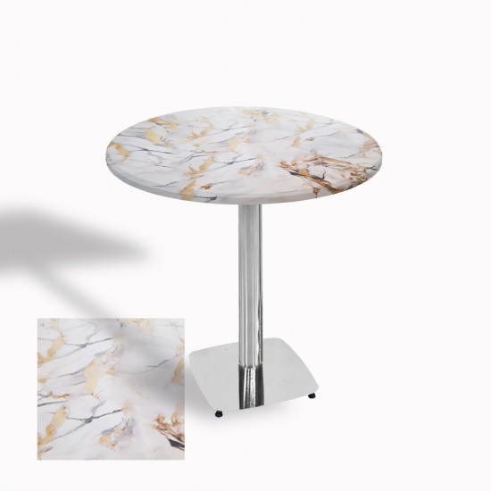 Tokyo Yuvarlak Masa (Kromnikel) Çap 90cm - (Werzalit, Wermodin ve Allzalit Tabla) - Gold