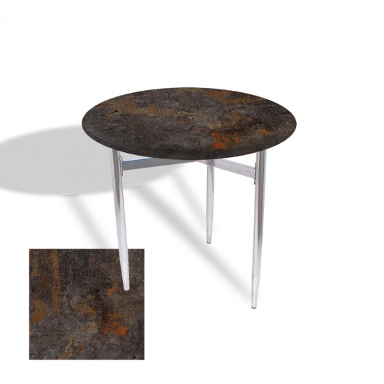 Venedik Masa Yuvarlak Çap 80 kromnikel (Werzalit, Wermodin veya Allzalit Tabla) - Metalic Oxid 3 Venedik Masa Yuvarlak Çap 80 kromnikel (Werzalit, Wermodin veya Allzalit Tabla) - Metalic Oxid 3