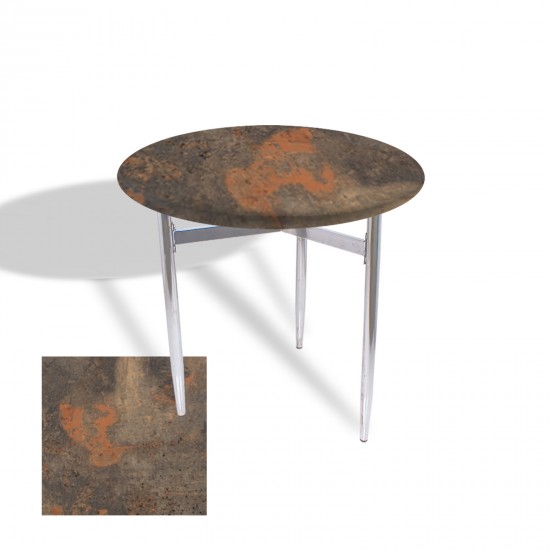 Venedik Masa Yuvarlak Çap 70 kromnikel (Werzalit, Wermodin veya Allzalit Tabla) - Metalic Oxid 1 Venedik Masa Yuvarlak Çap 70 kromnikel (Werzalit, Wermodin veya Allzalit Tabla) - Metalic Oxid 1