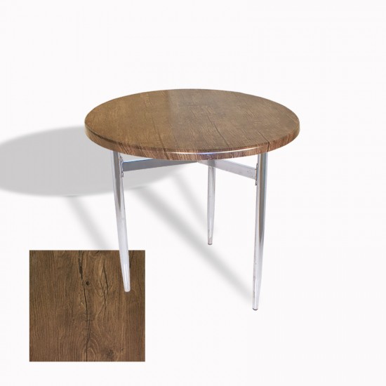 Venedik Masa Yuvarlak Çap 80 kromnikel (Werzalit, Wermodin veya Allzalit Tabla) - Rustic Dark Venedik Masa Yuvarlak Çap 80 kromnikel (Werzalit, Wermodin veya Allzalit Tabla) - Rustic Dark