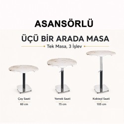 Üçüz Masa Ayarlanabilir 70 cm Yuvarlak - (Werzalit, Wermodin ve Allzalit Tabla) - Siyah