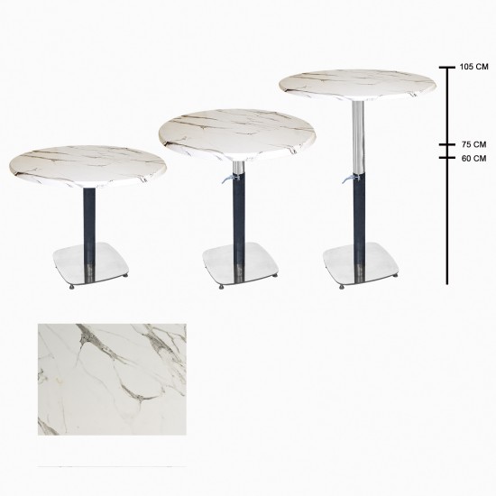 Üçüz Masa Ayarlanabilir 70 cm Yuvarlak - (Werzalit, Wermodin ve Allzalit Tabla) - Afyon Mermer