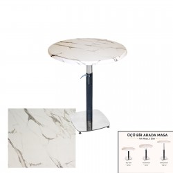 Üçüz Masa Ayarlanabilir 60 cm Yuvarlak - (Werzalit, Wermodin ve Allzalit Tabla) - Afyon Mermer