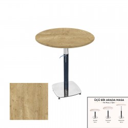 Üçüz Masa Ayarlanabilir 60 cm Yuvarlak - (Werzalit, Wermodin ve Allzalit Tabla) - Avalone Pine