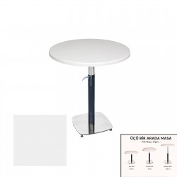 Üçüz Masa Ayarlanabilir 60 cm Yuvarlak - (Werzalit, Wermodin ve Allzalit Tabla) - Beyaz