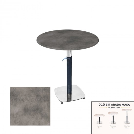 Üçüz Masa Ayarlanabilir 60 cm Yuvarlak - (Werzalit, Wermodin ve Allzalit Tabla) - Copperfield