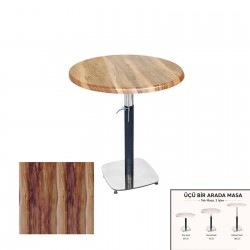 Üçüz Masa Ayarlanabilir 60 cm Yuvarlak - (Werzalit, Wermodin ve Allzalit Tabla) - Indiana Wood