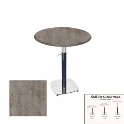 Üçüz Masa Ayarlanabilir 60 cm Yuvarlak - (Werzalit, Wermodin ve Allzalit Tabla) - Kahve Oxid