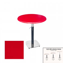 Üçüz Masa Ayarlanabilir 60 cm Yuvarlak - (Werzalit, Wermodin ve Allzalit Tabla) - Kırmızı