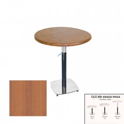 Üçüz Masa Ayarlanabilir 60 cm Yuvarlak - (Werzalit, Wermodin ve Allzalit Tabla) - Koyu Ahşap