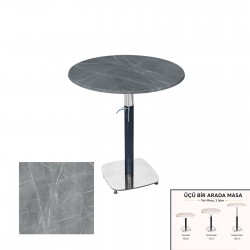 Üçüz Masa Ayarlanabilir 60 cm Yuvarlak - (Werzalit, Wermodin ve Allzalit Tabla) - Light Temperado