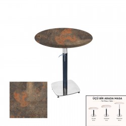 Üçüz Masa Ayarlanabilir 60 cm Yuvarlak - (Werzalit, Wermodin ve Allzalit Tabla) - Metalic Oxid 1