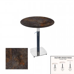 Üçüz Masa Ayarlanabilir 60 cm Yuvarlak - (Werzalit, Wermodin ve Allzalit Tabla) - Metalic Oxid 3